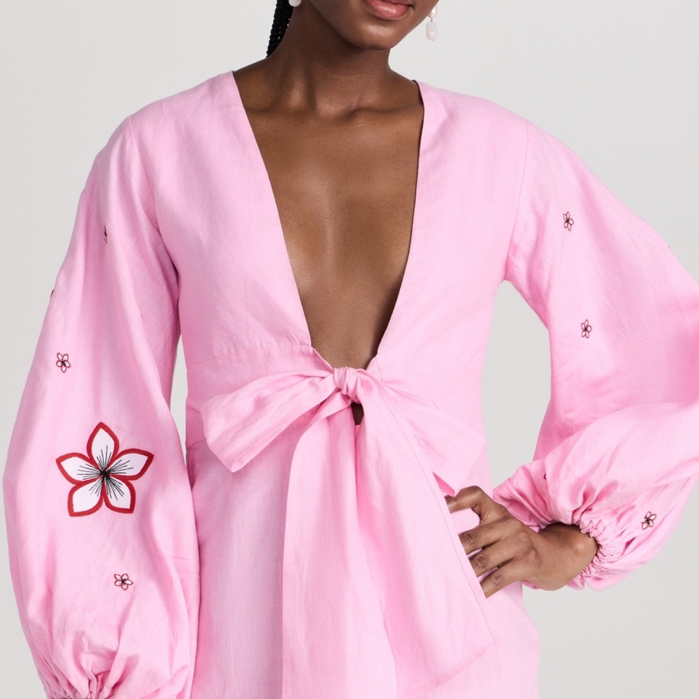 Famn Mon Pink Floral Embroidered Dress